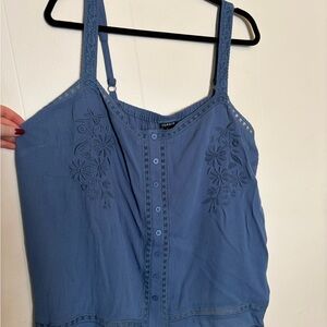 Torrid Blue Floral Embroidered Blouse